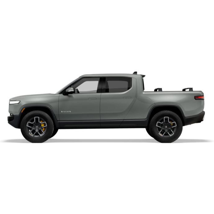 An image of the Rivian R1T, an electric pickup truck in grey.